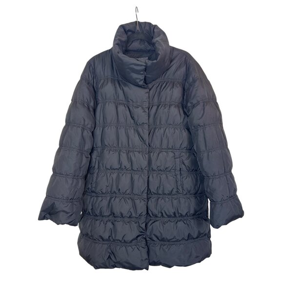 Eileen Fisher Women's M Quilted 80/20 Down Puffer Jacket Timeless Black Cozy - Picture 2 of 14
